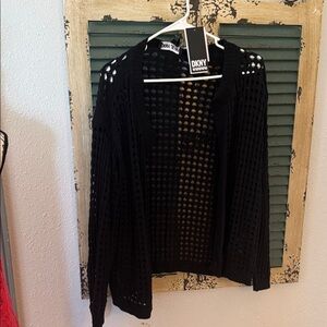 DKNY Black Open-Knit Women's Cardigan